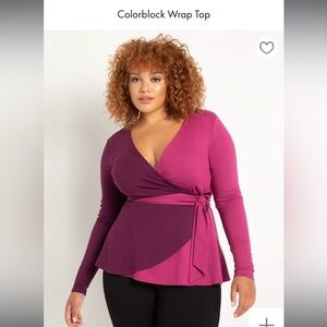 Eloquii color block wrap top